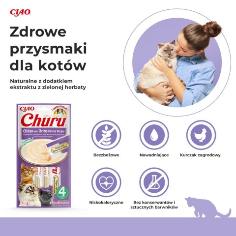 Przysmak CHURU Kurczak z krewetkami dla kota 4x14g