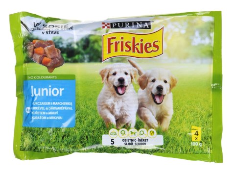 FRISKIES JUNIOR Kurczak z marchewką - mokra karma dla szczeniaka- 4x100 g