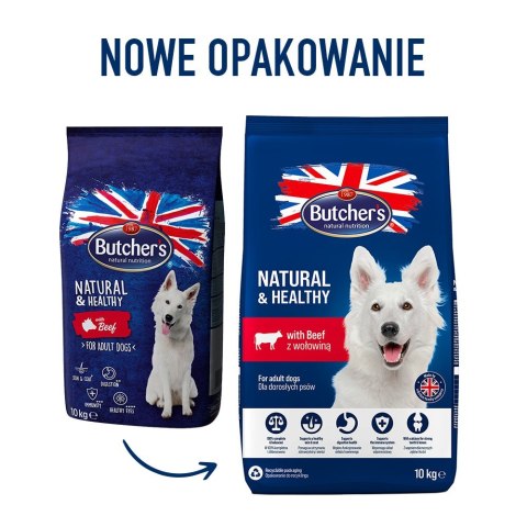 Butcher's Natural&Healthy z wołowiną - sucha karma dla psa - 10 kg