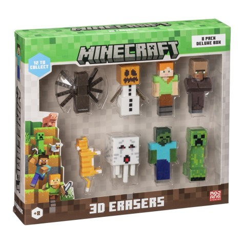 MINECRAFT 3D ERASERS - 8 PACK DELUXE BOX VER.B