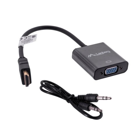 Adapter Lanberg AD-0017-BK (HDMI M - D-Sub (VGA) F; 0,20m; kolor czarny)