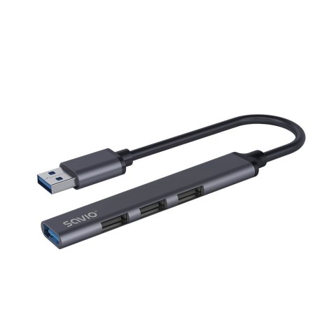 SAVIO HUB USB-A - 3 X USB-A 2.0, 1 X USB-A 3.0, SZARY AK-70