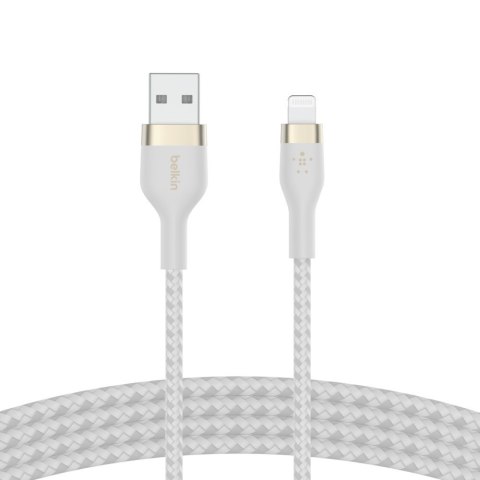 BELKIN KABEL USB-A - LTG OPLOT SILICONE 3M BIAŁY