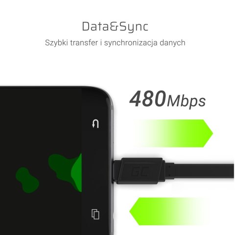 GREEN CELL KABEL USB - USB-C 25CM QUICK CHARGE 3.0