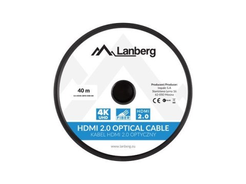 LANBERG KABEL HDMI M/M V2.0 40M OPTYCZNY AOC CA-HDMI-20FB-0400-BK