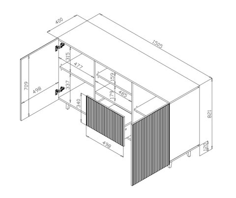 Komoda PAFOS 150x40x82 czarny mat