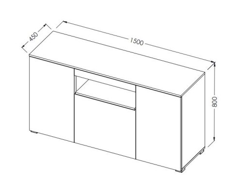 Komoda VIVA 150 czarny/ czarny połysk+ biały