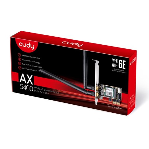 Karta sieciowa CUDY WE3000 AX5400 Wi-Fi 6 + BT 5.2 Intel AX210 PCIe