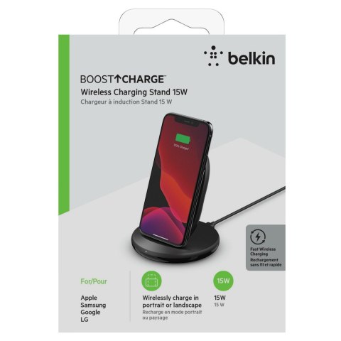 Ładowarka bezprzewodowa Belkin BoostCharge Wireless Charging Stand Qi-compatible 15W + QC 3.0 24W Wall Charger Black