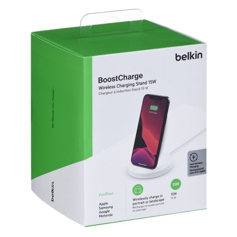 Ładowarka bezprzewodowa Belkin BoostCharge Wireless Charging Stand Qi-compatible 15W + QC 3.0 24W Wall Charger White