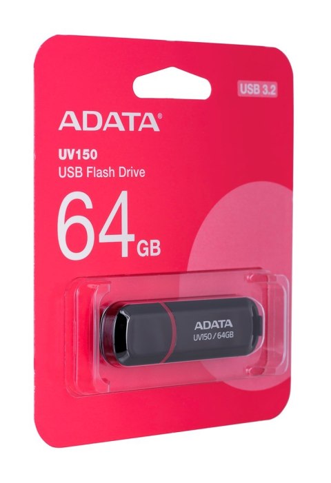 Pendrive ADATA UV150 AUV150-64G-RBK (64GB; USB 3.0; kolor czarny)