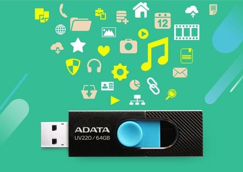 Pendrive ADATA UV220 AUV220-64G-RBKBL (64GB; USB 2.0; kolor czarny)