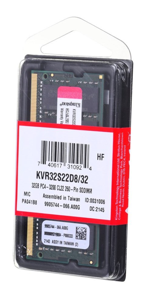 KINGSTON DDR4 SODIMM 32GB 3200MHz CL22 2Rx8