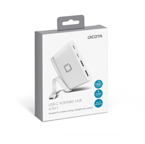 Hub Dicota USB-C Portable Hub 4-in-1 2xUSB-A/1xUSB-C PD3.0/ 1xUSB-C 5Gbps