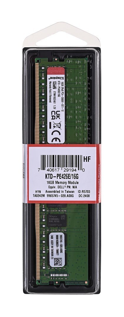 Pamięć Kingston dedykowana do Dell 16GB DDR4-2666Mhz ECC Module