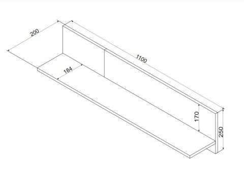 Półka MERCI 110x20x25 czarny/dąb artisan