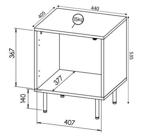 Szafka nocna HOLE 2szt. 44x40,5xH53,5 biały mat