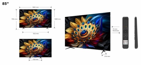 Telewizor TCL 85C655 QLED 85'' 4K Ultra HD Google TV Dolby Atmos DVB-T2 Czarny