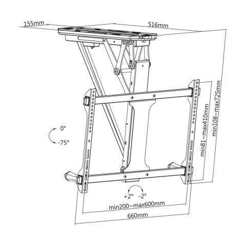 MACLEAN UCHWYT DO TV ELEKTRYCZNY SUFITOWY 32"-70" 35KG MC-880T