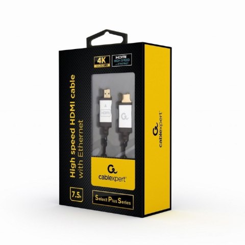 Kabel GEMBIRD Seria select plus CCB-HDMIL-7.5M (HDMI M - HDMI M; 7,5m; kolor czarny)