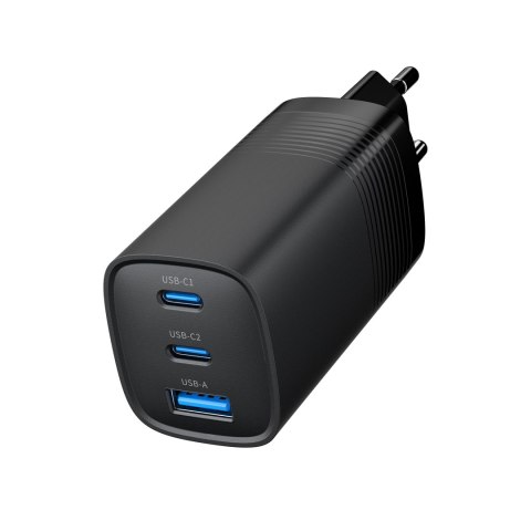 GEMBIRD SZYBKA ŁADOWARKA USB POWER DELIVERY USB TYPU C, 3X USB, 65 W, GAN CZARNA