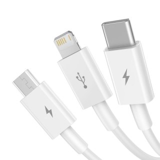 KABEL BASEUS SUPERIOR SERIES 3w1 3.5A USB DO MICRO/USB-C/LIGHTNING 1.5M WHITE