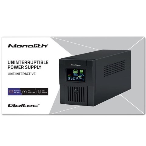 QOLTEC ZASILACZ AWARYJNY UPS LINE INTERACTIVE | MONOLITH | 1500VA | 900W | LCD | USB