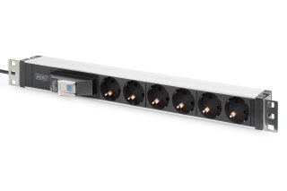 Listwa zasilająca PDU 19" Rack, 6x schuko, 2.0m, 1x wtyk unischuko, 16A, wyłącznik nadprądowy