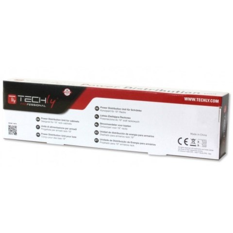 Techly I-CASE STRIP-81V2 rozdzielacz zasilania PDU 8 x gniazdo sieciowe 1U Czarny, Czerwony