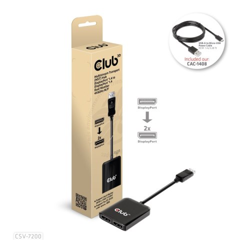 CLUB 3D CSV-7200 rozgałęziacz telewizyjny DisplayPort 2x DisplayPort