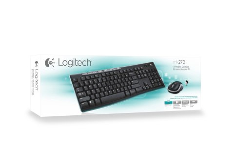 Logitech Wireless Combo MK270 klawiatura Dołączona myszka Uniwersalne USB AZERTY Francuski Czarny