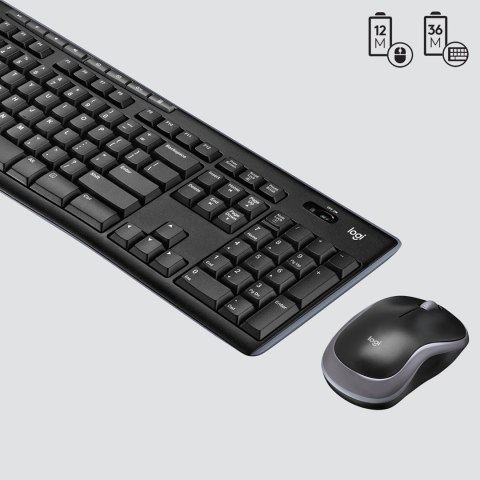 Logitech Wireless Combo MK270 klawiatura Dołączona myszka Uniwersalne USB QWERTZ Swiss Czarny