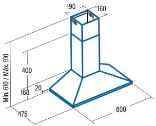 CATA Hood V-600 WH, Chimney, Energy efficiency class C, Width 60 cm, 420 m3/h, Mechanical control, LED, White