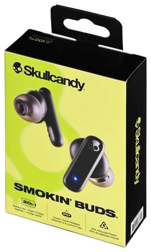 Skullcandy (Czaszka) | Prawdziwe bezprzewodowe słuchawki douszne | PĄKI WĘDZĄCE | Wbudowany mikrofon | Łączność Bluetooth | Czar