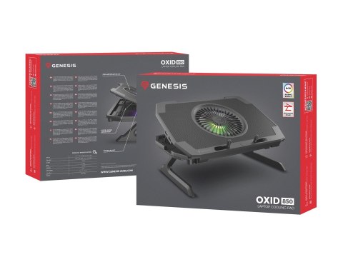 GENESIS Oxid 850 podkładka chłodząca do laptop 43,9 cm (17.3") 2500 RPM Czarny