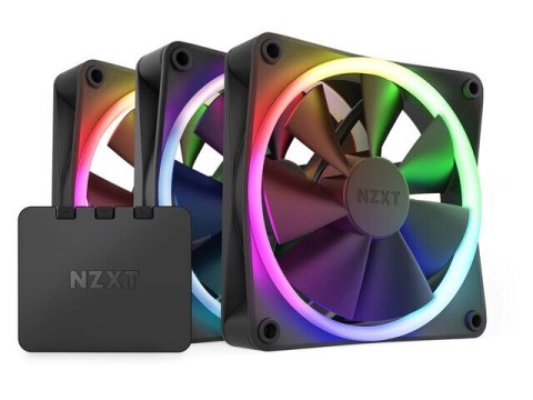 NZXT ZESTAW 3 WENTYLATORÓW F120RGB + KONTROLER (CZARNE)