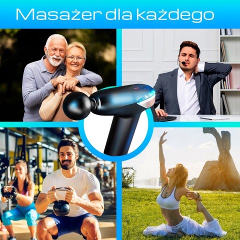 Extralink Massage Gun Lite | Pistolet do masażu | 3200 RPM, 6 końcówek wymiennych