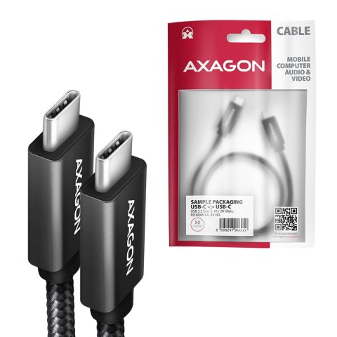 AXAGON BUCM32-CM20AB USB-C 3.2 Gen 2 do USB-C 3.2 Gen 2, czarny - 2m