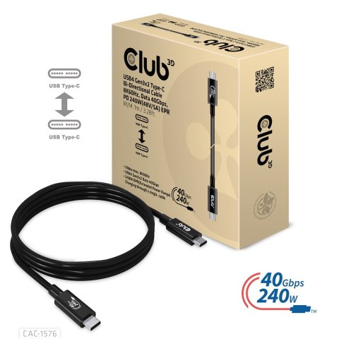 CLUB3D CAC-1576 kabel USB USB4 Gen 3x2 1 m USB C Czarny