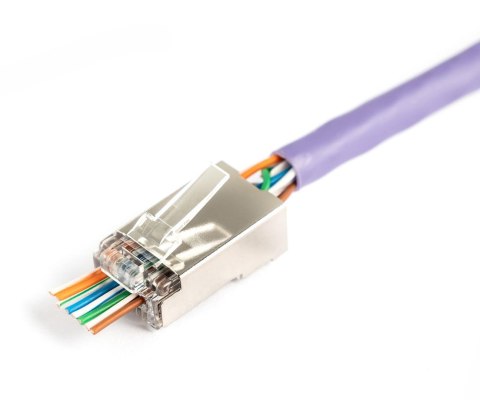 Wtyk RJ45 (8P8C) przelotowy, kat.5e, ekranowany, AWG 26-24, opakowanie 100 szt.