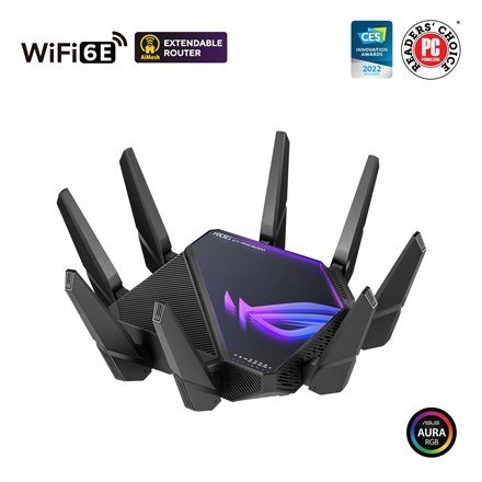 ASUS ROG Rapture GT-AXE16000 router bezprzewodowy 10 Gigabit Ethernet Trójpasmowy (2,4 GHz / 5 GHz / 6 GHz) Czarny