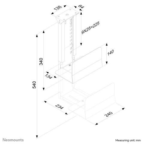 Neomounts CPU-D200SILVER uchwyt do komputera Uchwyt na procesor montowany na biurku Srebrny