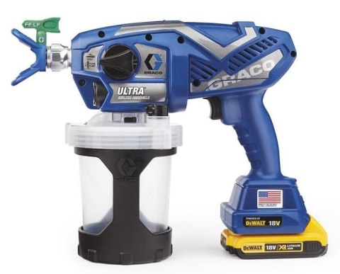 GRACO PISTOLET DO MALOWANIA ULTRA AIRLES ( 2 x AKU. 2AH DEWALT+ ŁAD. ) + TORBA