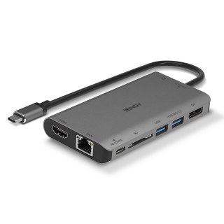 Lindy 43323 stacja dokująca Przewodowa USB 3.2 Gen 1 (3.1 Gen 1) Type-C Czarny, Szary