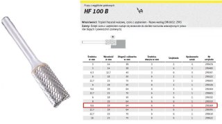 K.FREZ Z WĘG.SPIEKA.HF 100 B /9,6mm/569 WALEC FI=9,6x19mm, trzpień 6mm, TYP ZYAS