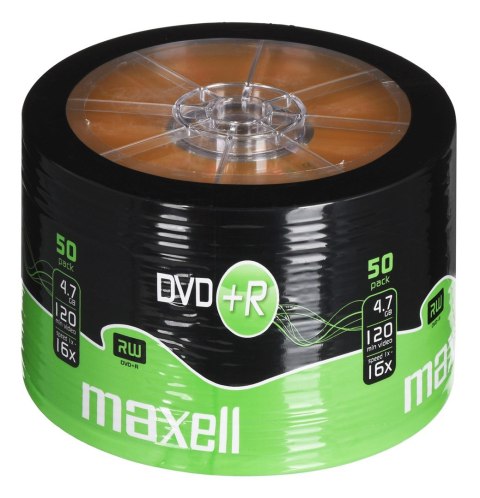 MAXELL DVD+R 4,7GB 50 szt  w opakowaniu SHRINK. Prędkość zapisu 16X, 120 min. Przeznaczenie nagrywanie Multimediów.