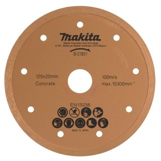 MAKITA TARCZA DIAMENTOWA 125x20mm PEŁNA (NA MOKRO) BETON, CEGŁA