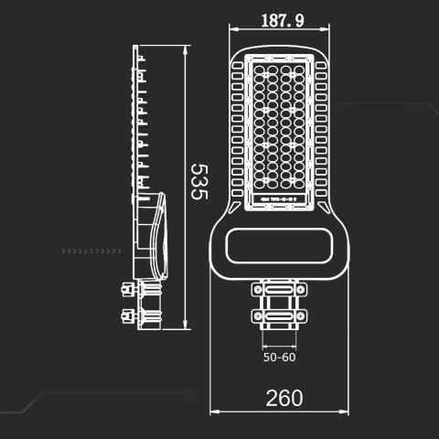 Oprawa Uliczna LED V-TAC SAMSUNG CHIP 100W Soczewki 110st 135Lm/W VT-104ST 6500K 13500lm