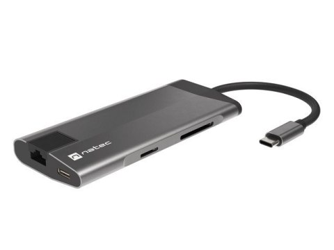 NATEC MULTIPORT ADAPTER FOWLER PLUS USB-C-> USB 3.0 3X, HDMI 4K, USB-C PD, RJ45, MICRO SD NMP-1690