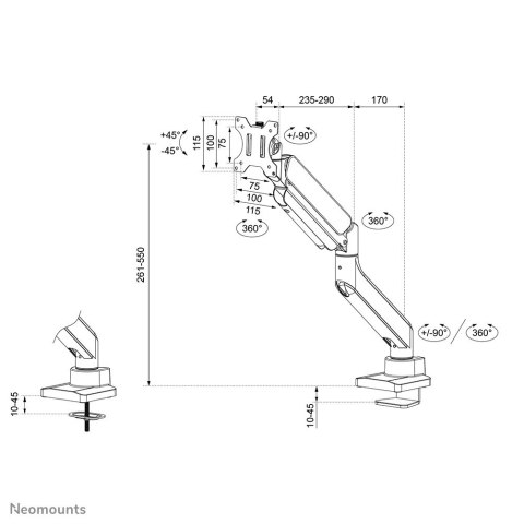 Neomounts DS70PLUS-450BL1 uchwyt / stojak do monitorów 124,5 cm (49") Biurko Czarny